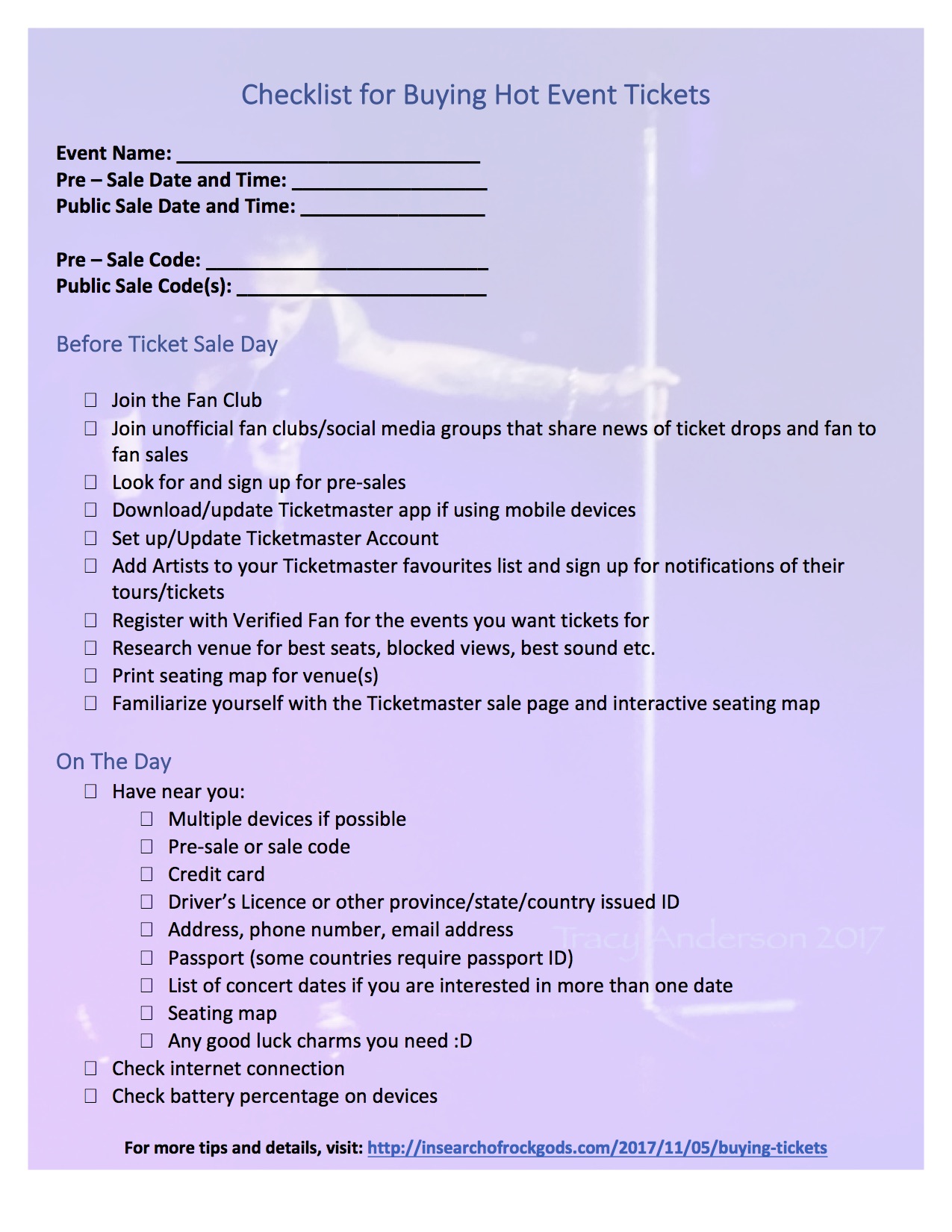 Checklist for Buying Event Tickets