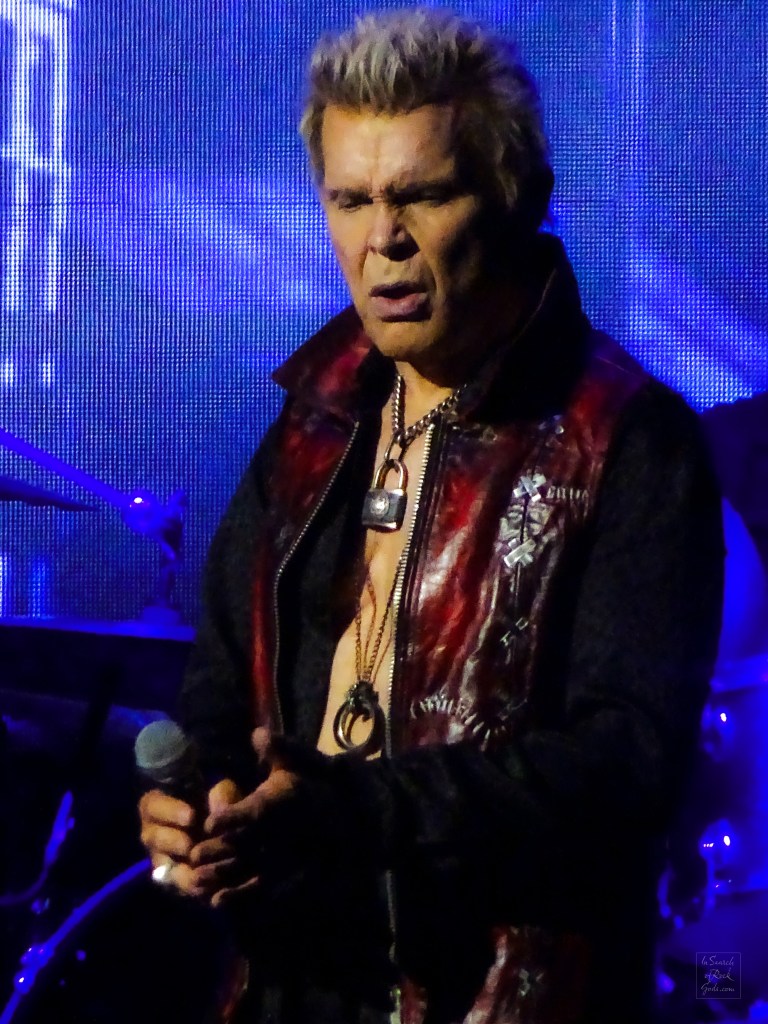 A close up photo of Billy Idol in concert at Rogers Place Edmonton Aug 1 2024.