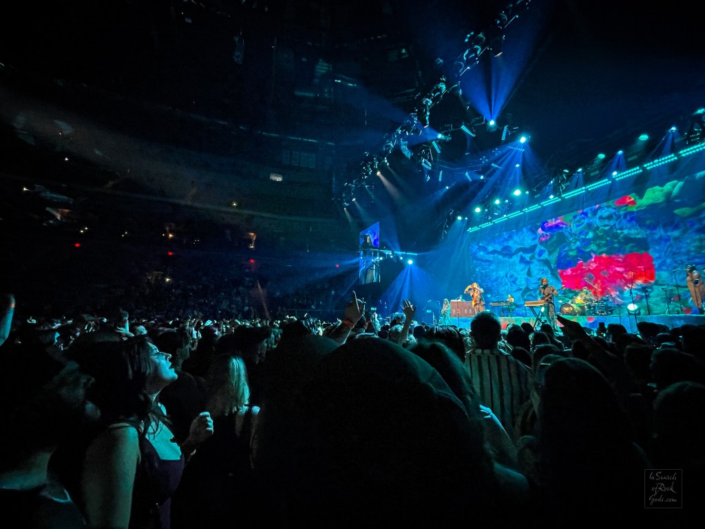 A photo of the audience and Hozier in concert. Unreal Unearth Tour Rogers Place Edmonton August 24, 2024