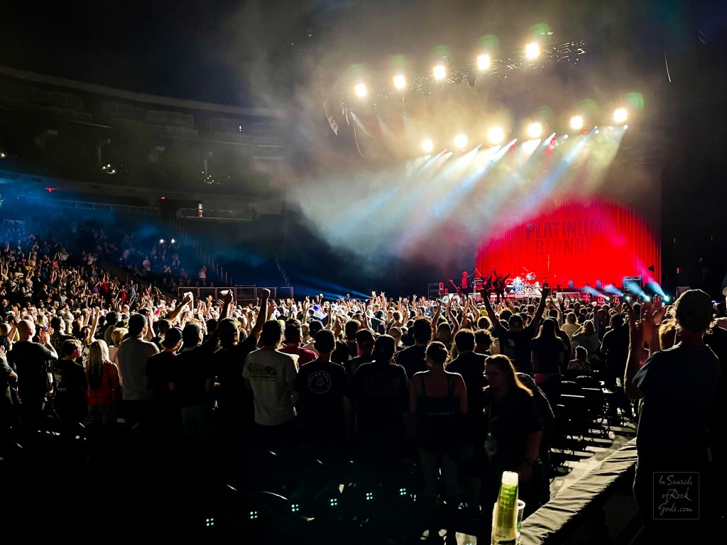 A photo of Platinum Blonde and audience at Rogers Place Edmonton Aug 1 2024