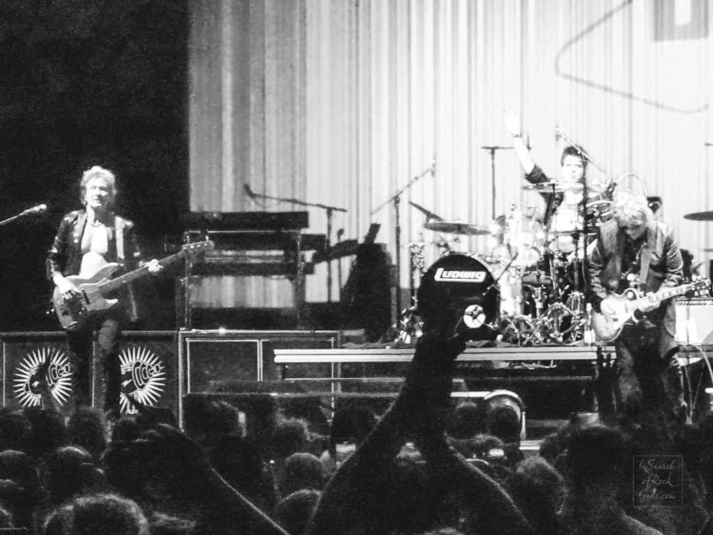 A black and white photo of Platinum Blonde at Rogers Place Edmonton Aug 1 2024