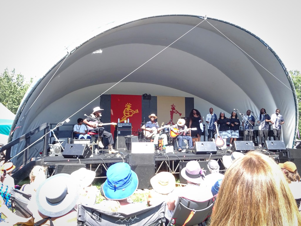 Robert Finley Eric Bibb with Michael Jerome Browne Danielle Ponder Black Umfolosi International  on stage at Edmonton Folk Fest 2024