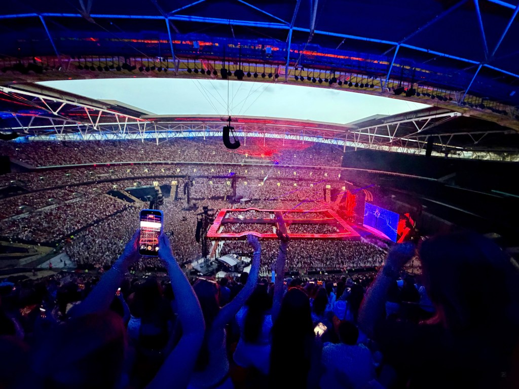 Wembley in blue and red lights Harry Styles Together Together Wembley N3 June 17 2026
